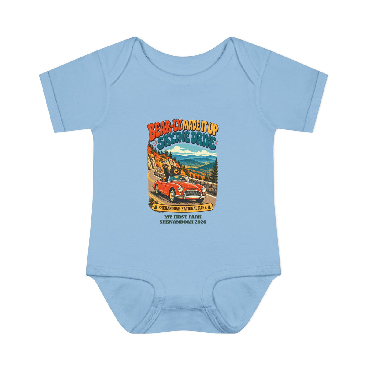 Custom Baby Shenandoah National Park Funny Bear Skyline Drive Onesie