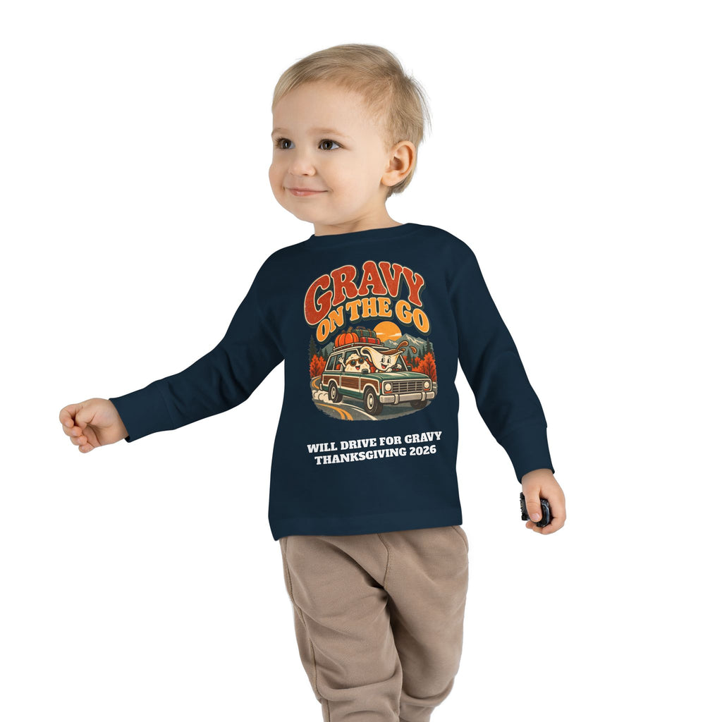 Custom Toddler Gravy On The Go Thanksgiving Road Trip Long Sleeve Shirt