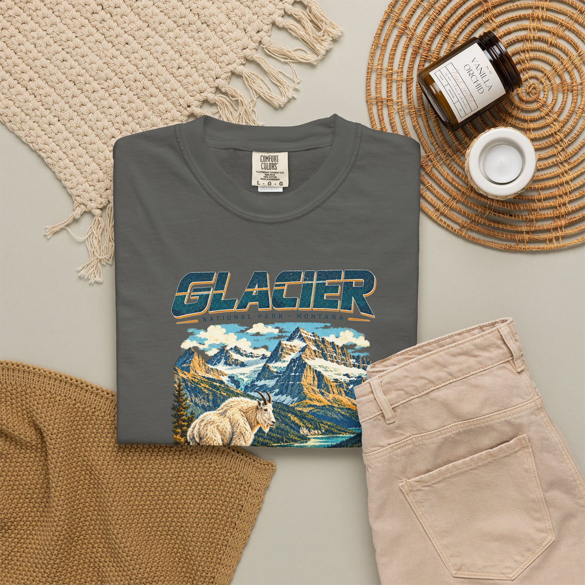 Custom Glacier National Park Vintage Mountain Goat Shirt