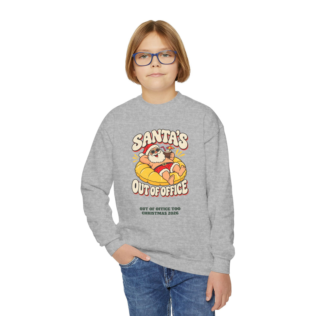 Custom Kids Santa's Out Of Office Christmas Sweatshirt