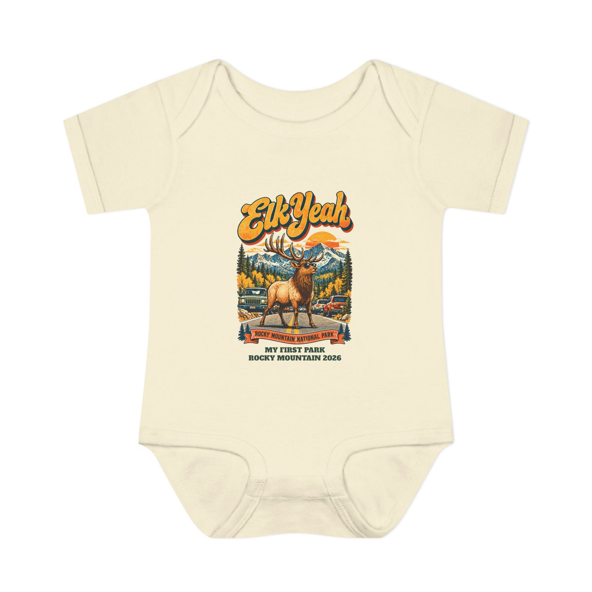 Custom Baby Rocky Mountain National Park Elk Yeah Onesie