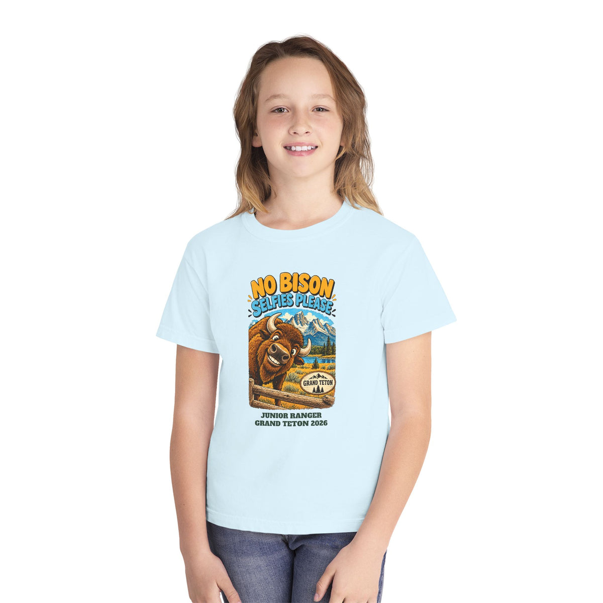 Custom Kids Grand Teton National Park Funny Bison Shirt