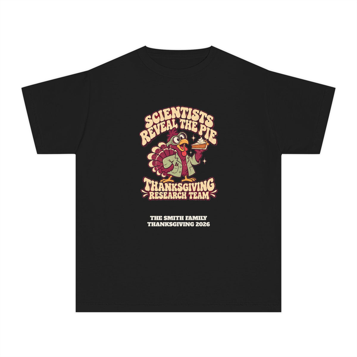 Custom Kids Thanksgiving Pie Research Team Shirt