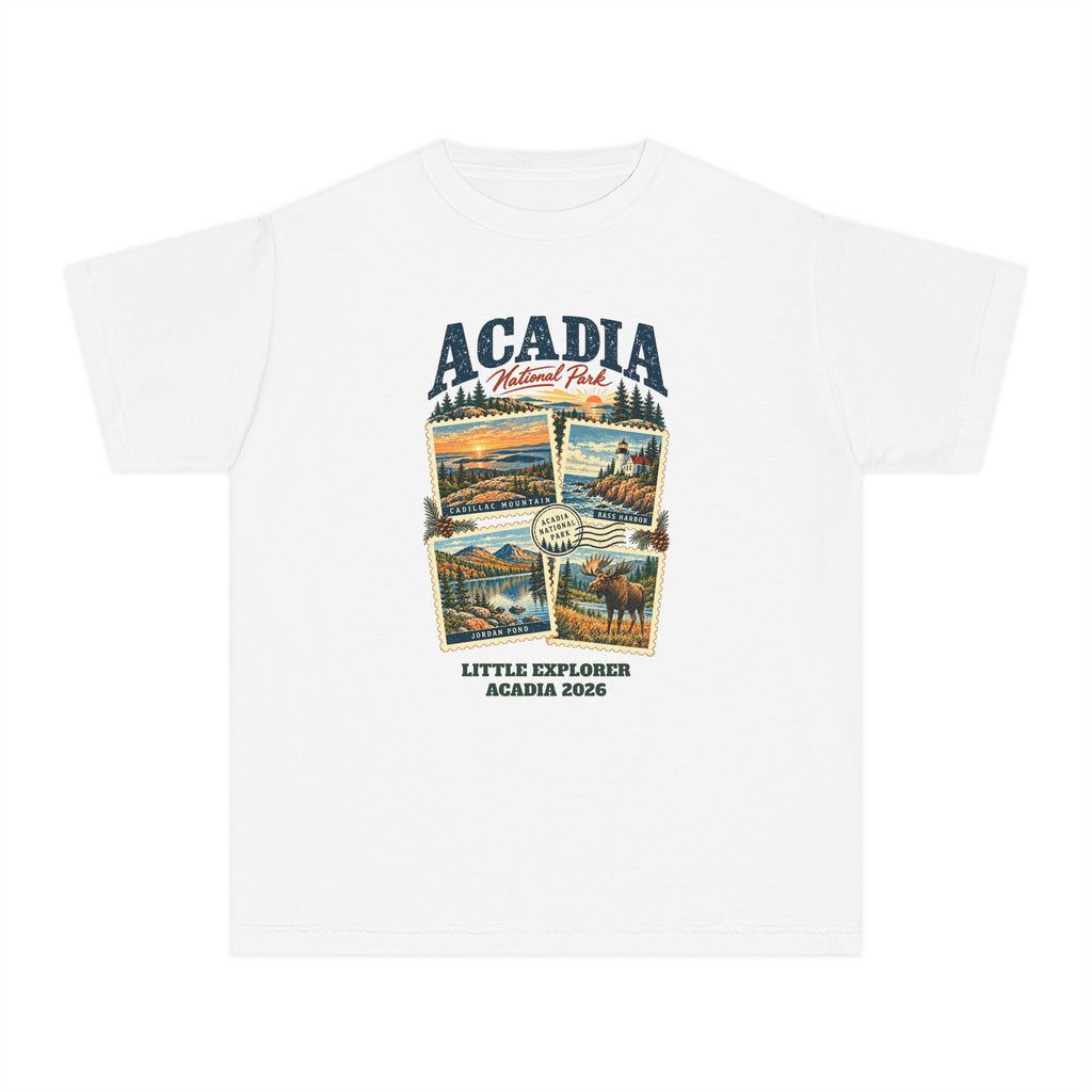 Custom Kids Acadia National Park Stamp Collage Shirt