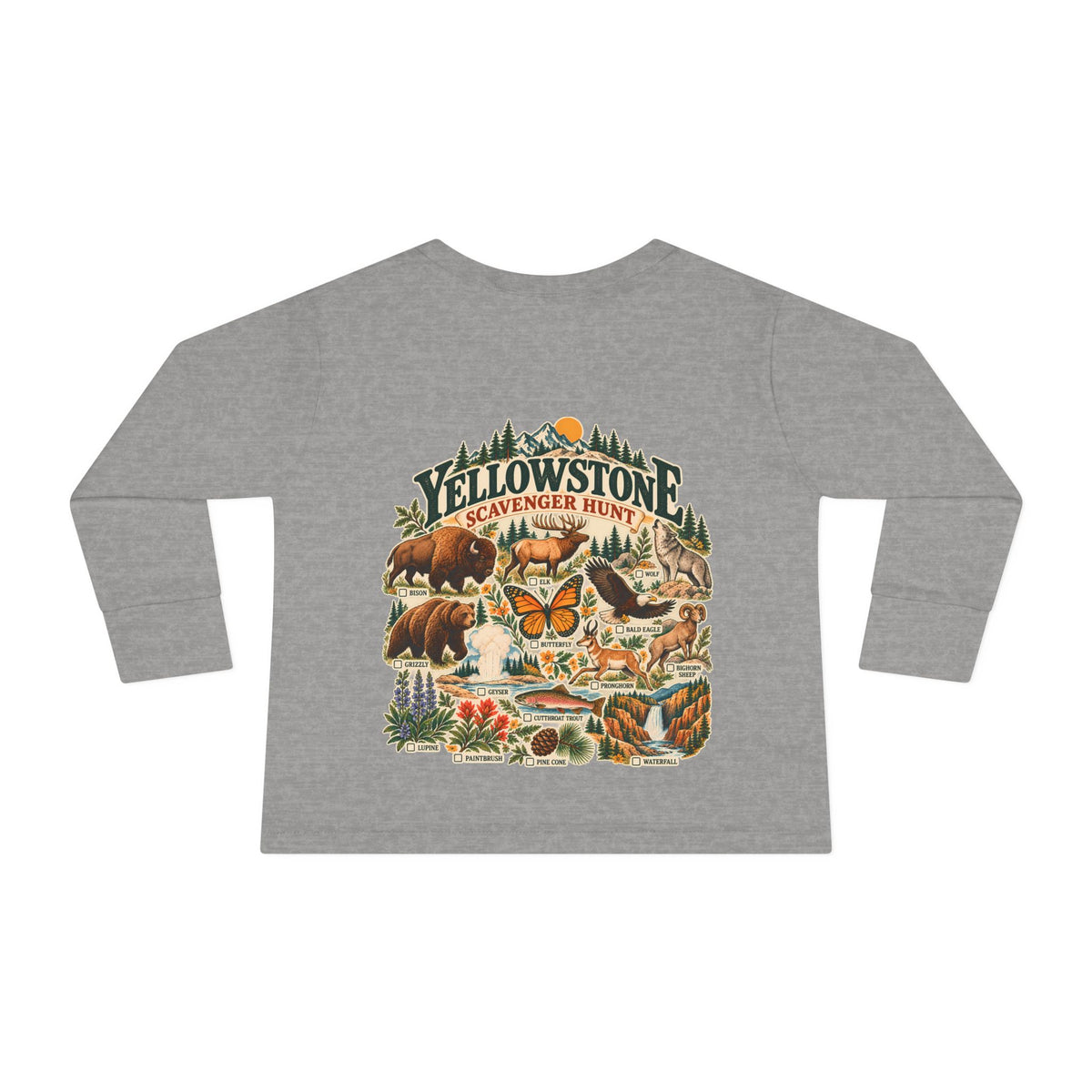 Custom Toddler Yellowstone Scavenger Hunt Long Sleeve Shirt