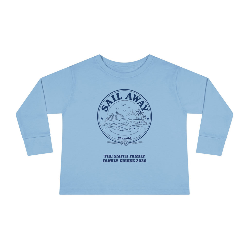 Custom Toddler Sail Away Cruise Badge Long Sleeve Shirt