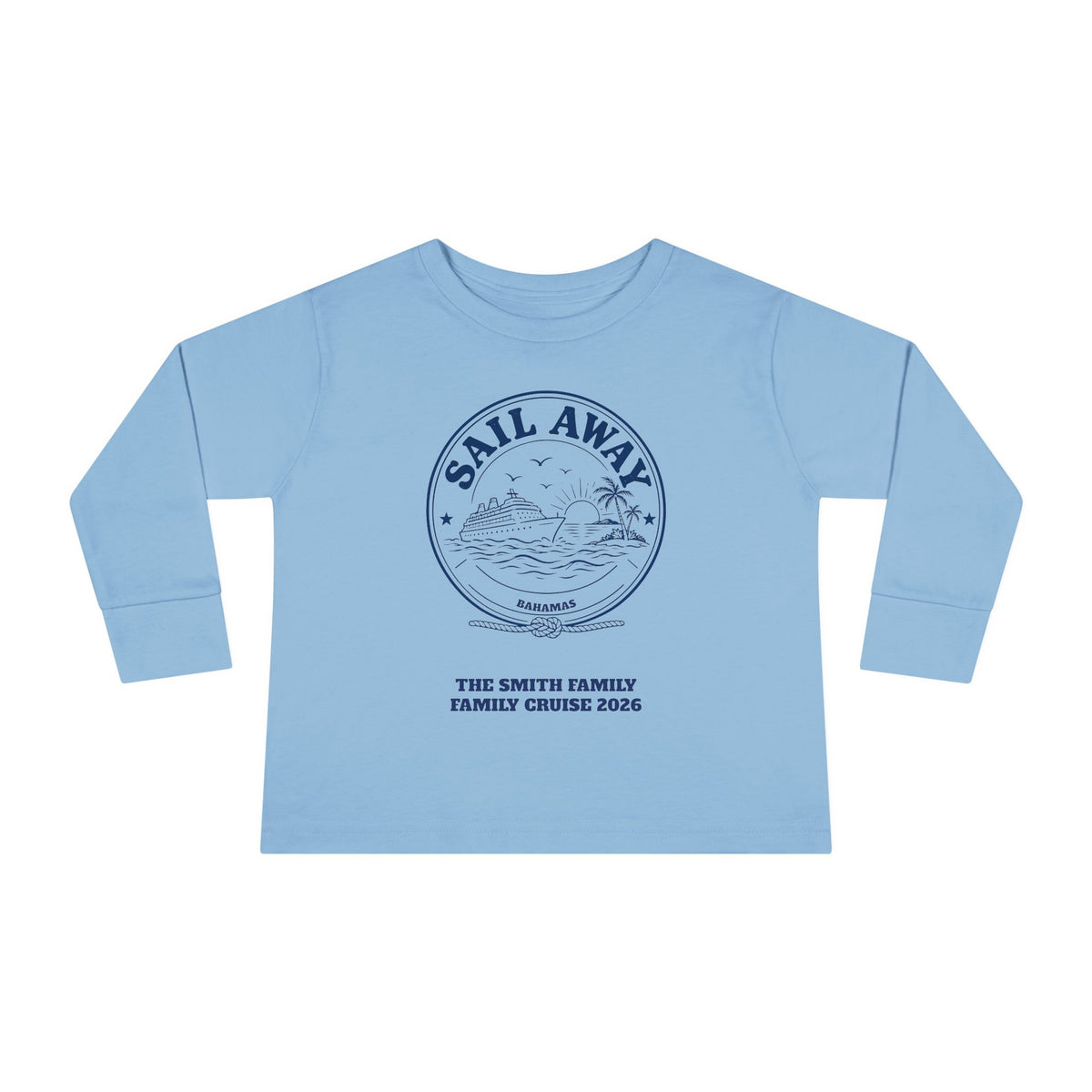 Custom Toddler Sail Away Cruise Badge Long Sleeve Shirt