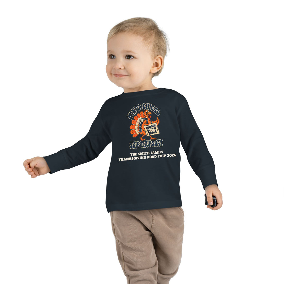 Custom Toddler Kinda Chic to Skip Thursday Thanksgiving Long Sleeve Shirt