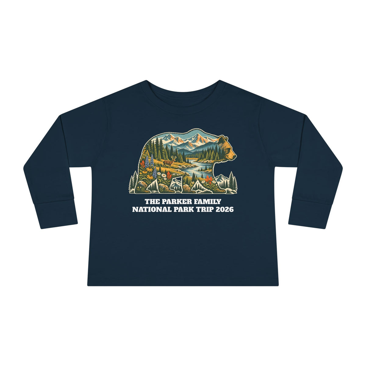 Custom Toddler National Park Bear Long Sleeve Shirt