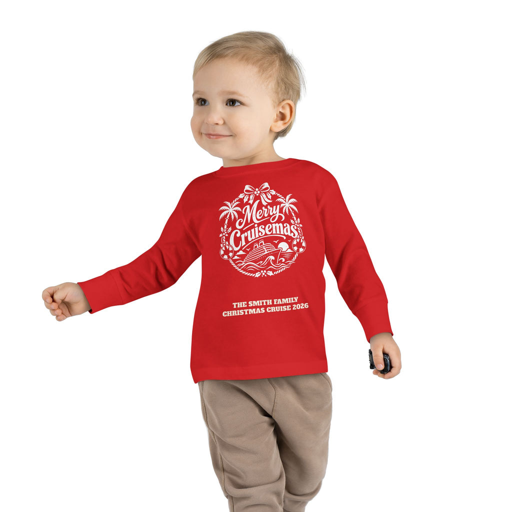Custom Toddler Merry Cruisemas Palm Wreath Christmas Cruise Long Sleeve Shirt