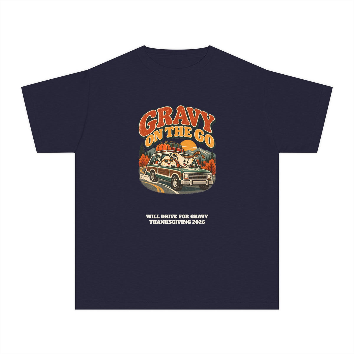 Custom Kids Gravy On The Go Thanksgiving Road Trip Shirt