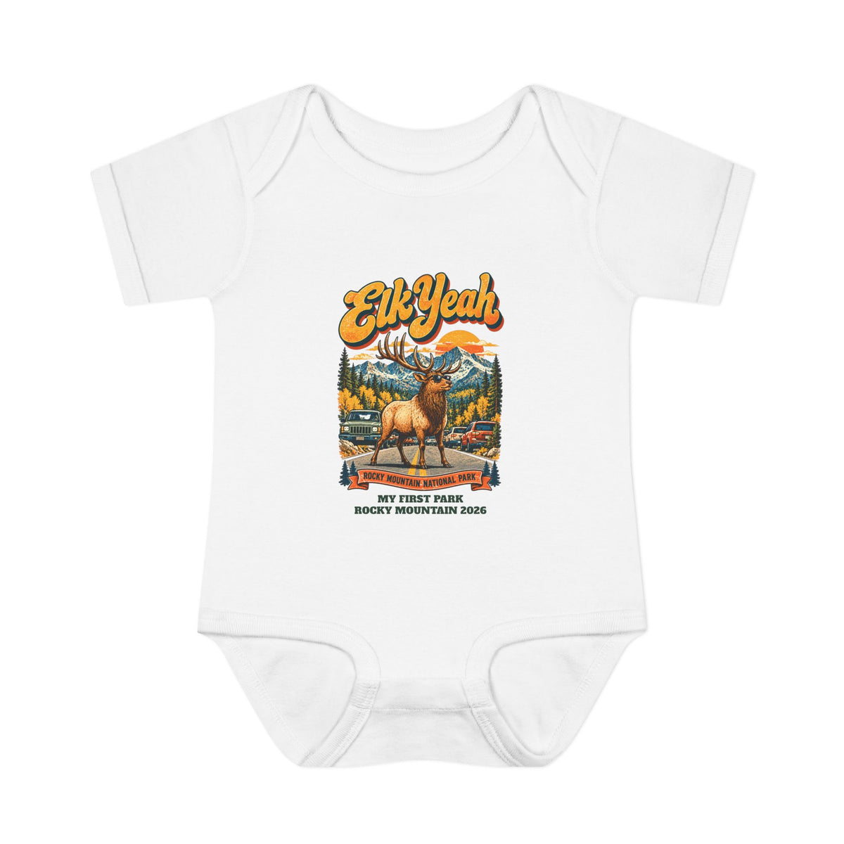 Custom Baby Rocky Mountain National Park Elk Yeah Onesie