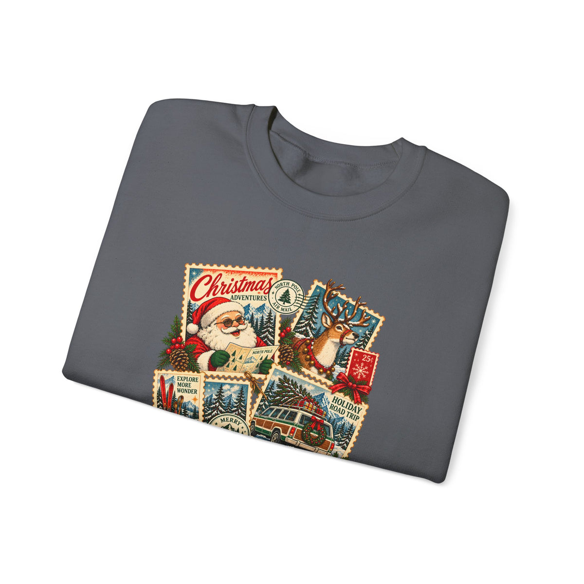 Custom Christmas Adventures Vintage Stamp Sweatshirt