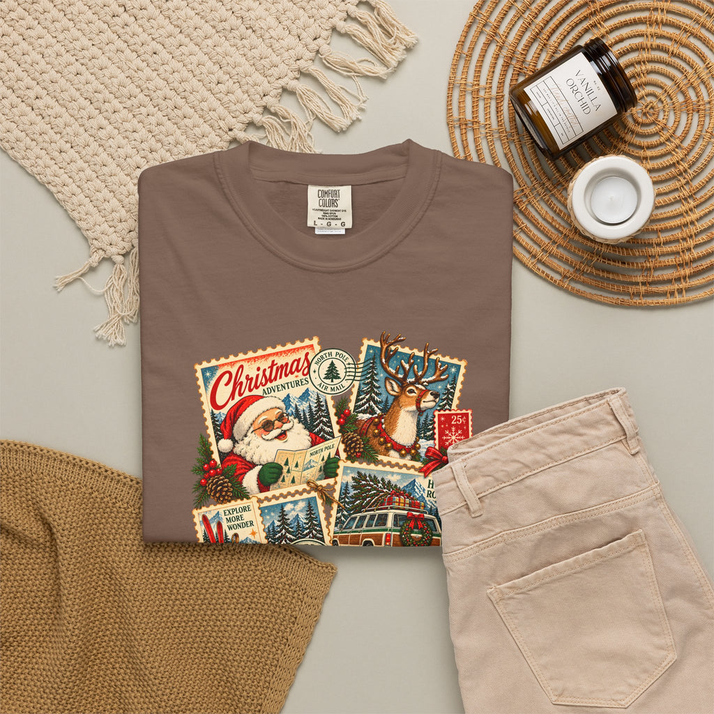 Custom Christmas Adventures Vintage Stamp Shirt