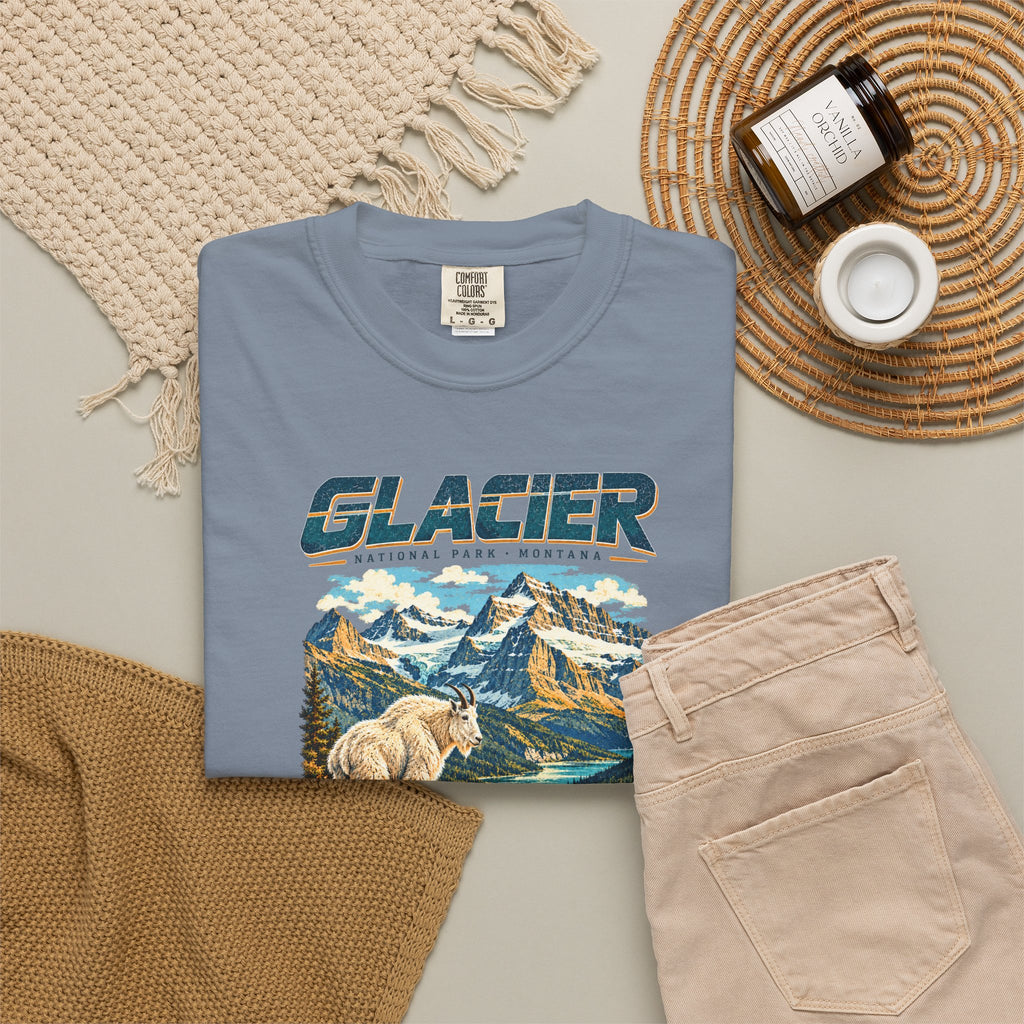 Custom Glacier National Park Vintage Mountain Goat Shirt
