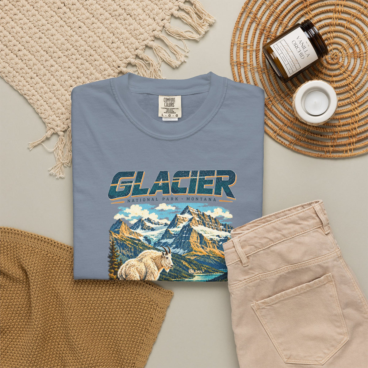Custom Glacier National Park Vintage Mountain Goat Shirt