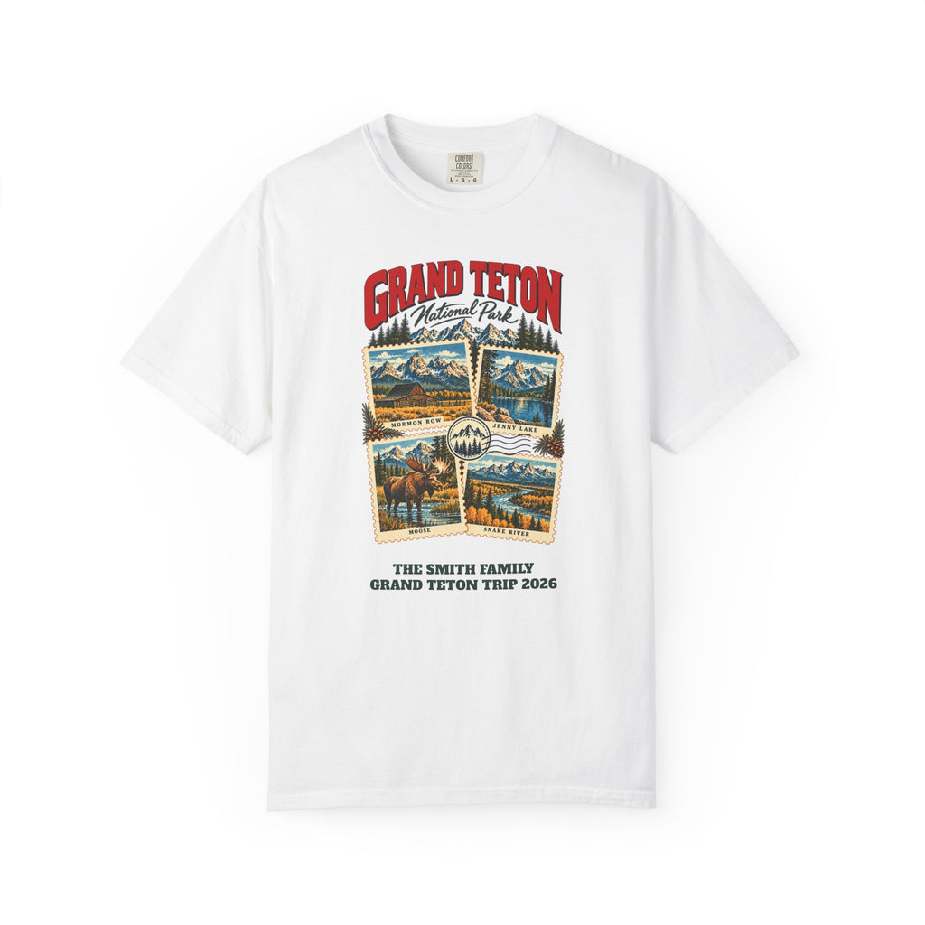 Custom Grand Teton National Park Stamp Collage Shirt