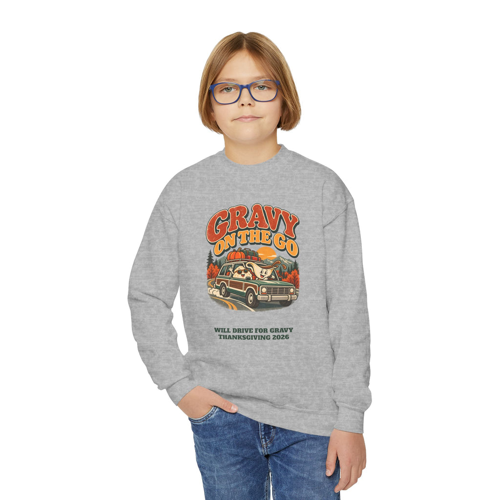 Custom Kids Gravy On The Go Thanksgiving Road Trip Sweatshirt