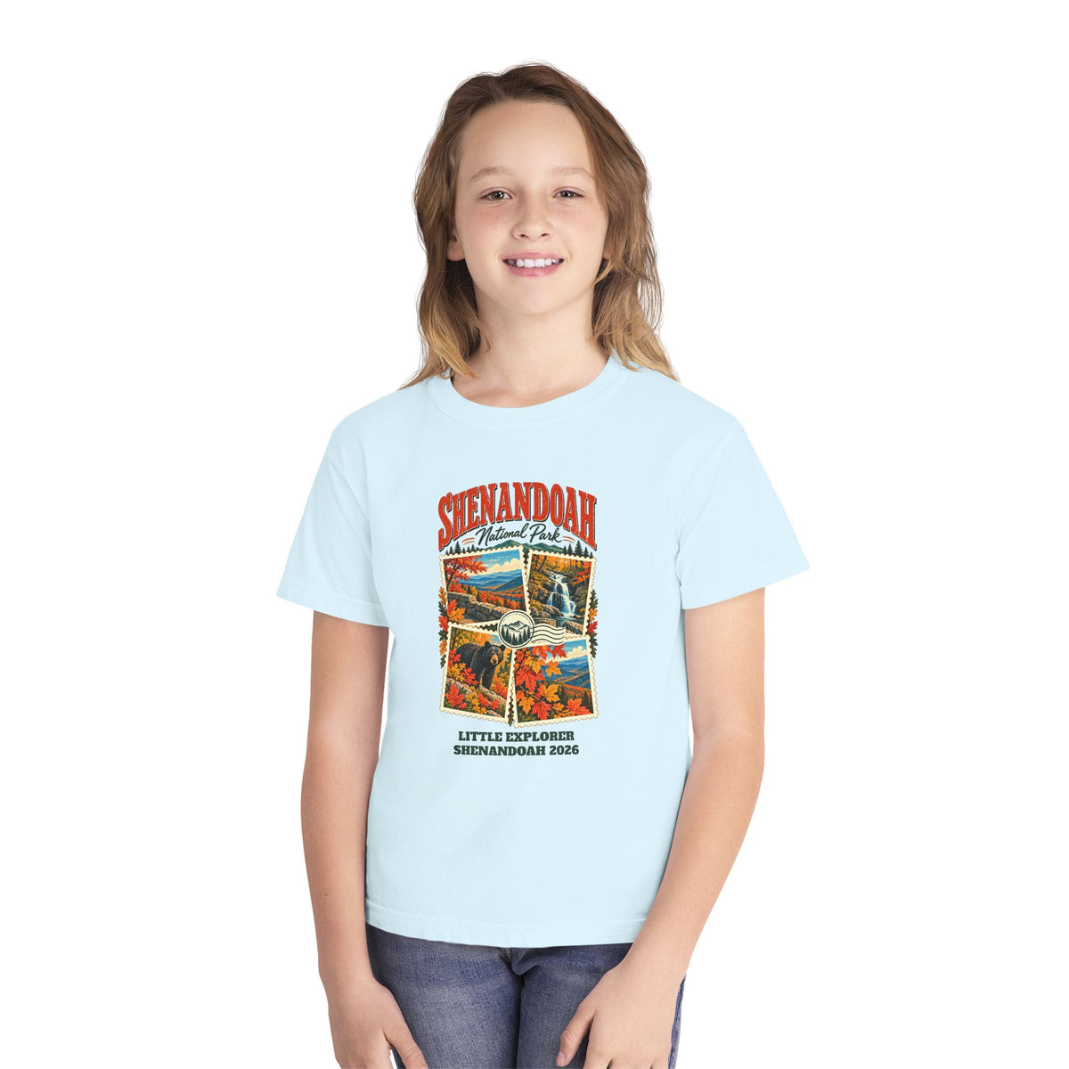 Custom Kids Shenandoah National Park Stamp Collage Shirt