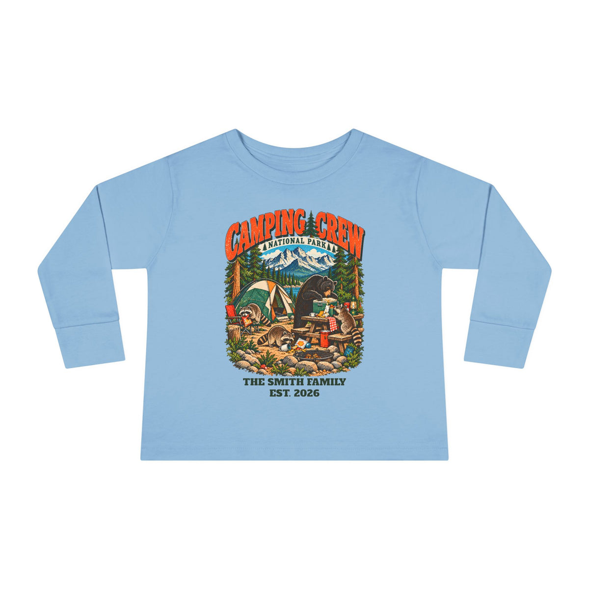 Custom Toddler Camping Crew Camping Long Sleeve Shirt