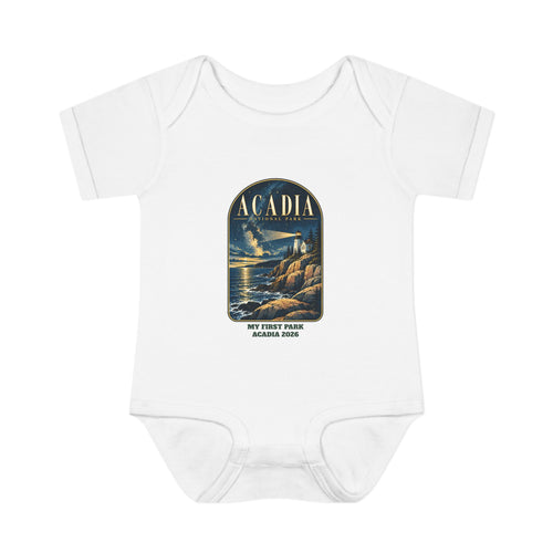 Custom Baby Acadia National Park Lighthouse Night Sky Onesie