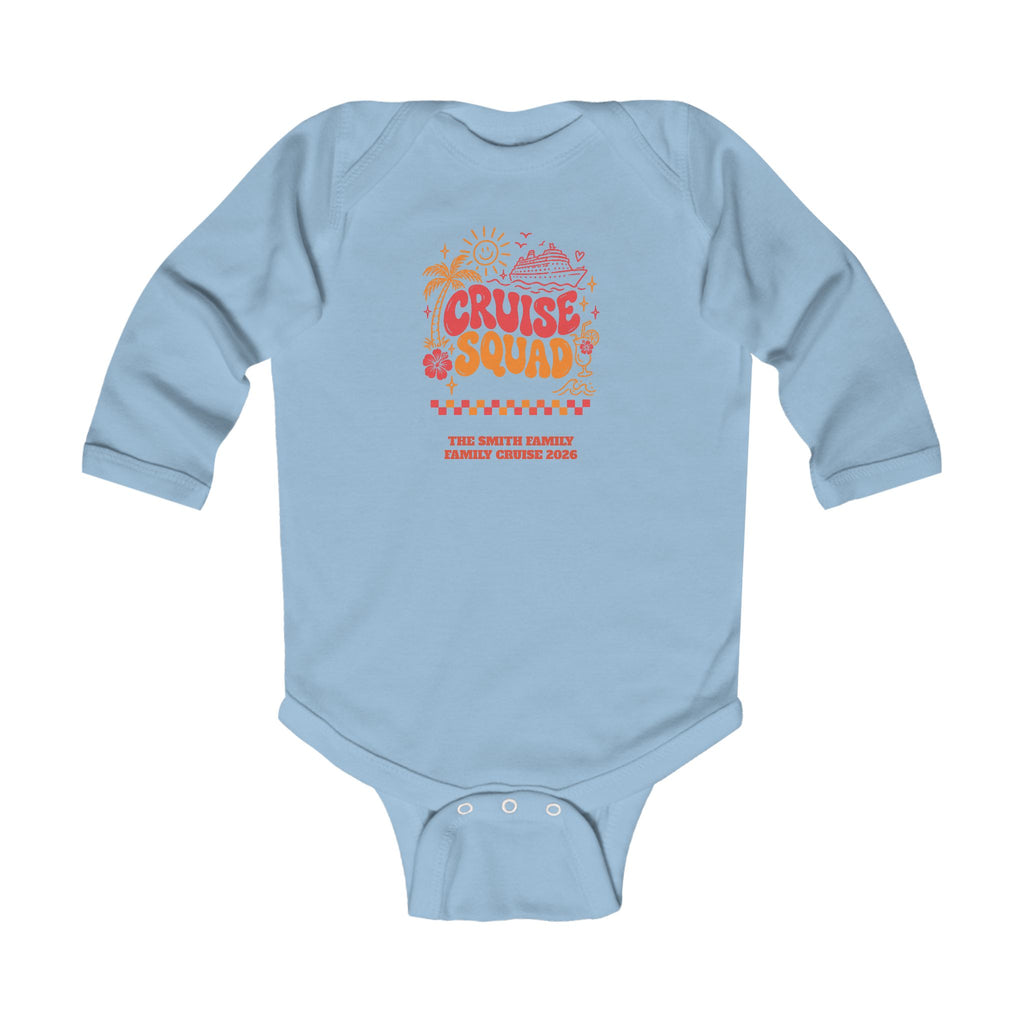 Custom Baby Cruise Squad Retro Family Cruise Long Sleeve Onesie