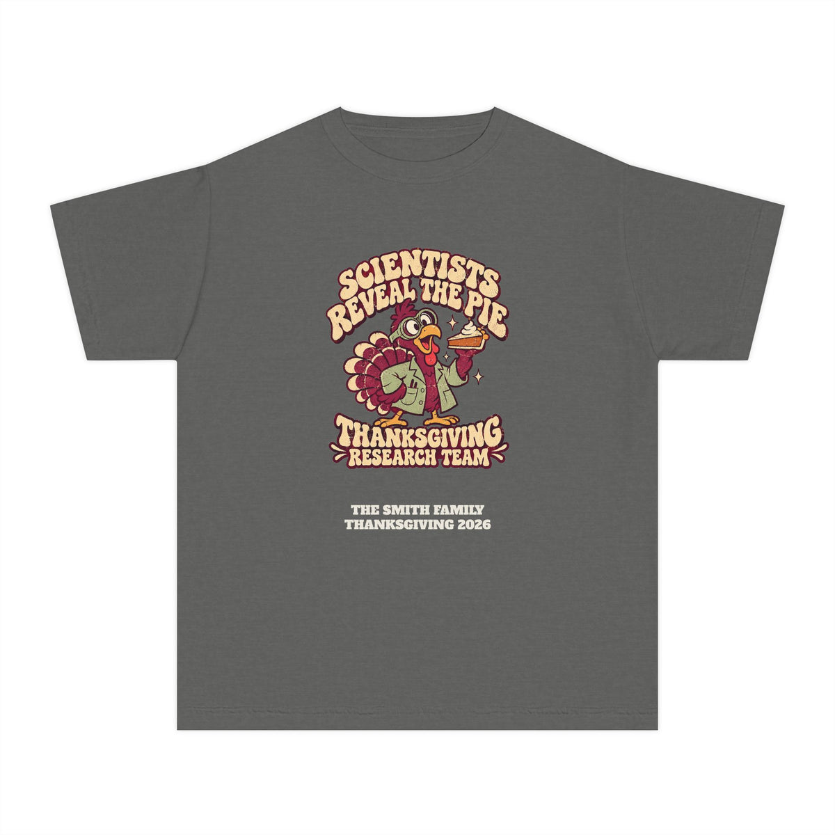 Custom Kids Thanksgiving Pie Research Team Shirt