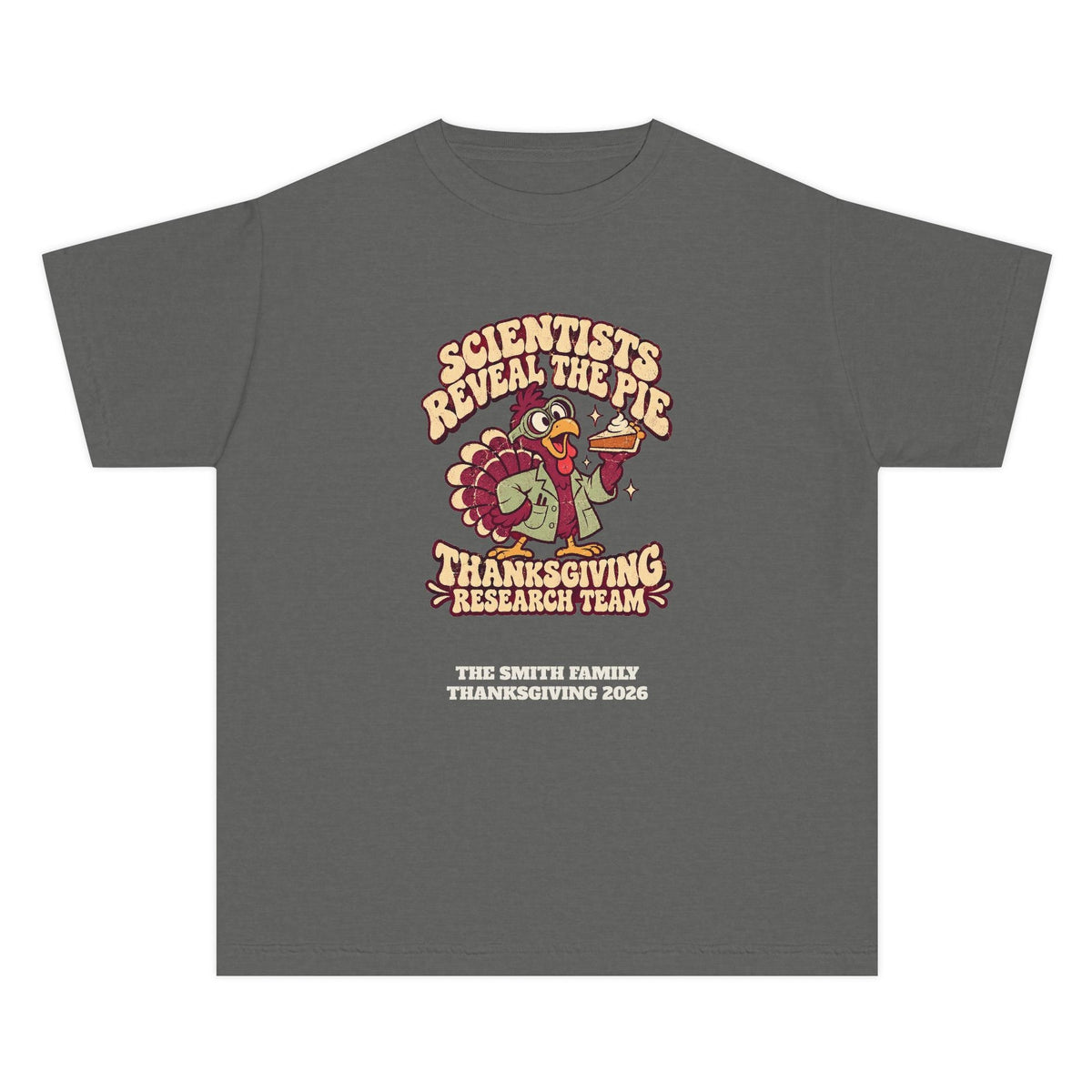 Custom Kids Thanksgiving Pie Research Team Shirt