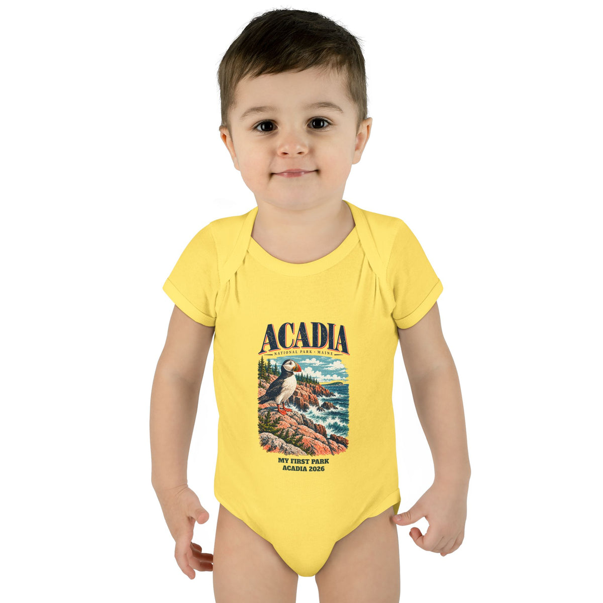 Custom Baby Acadia National Park Puffin Onesie