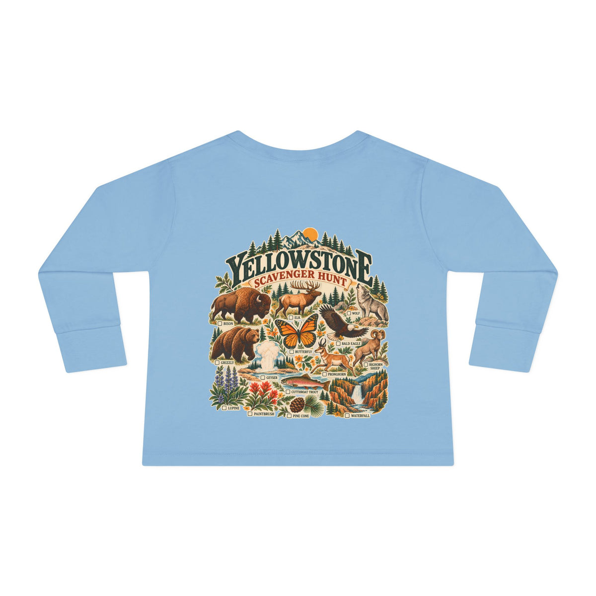 Custom Toddler Yellowstone Scavenger Hunt Long Sleeve Shirt