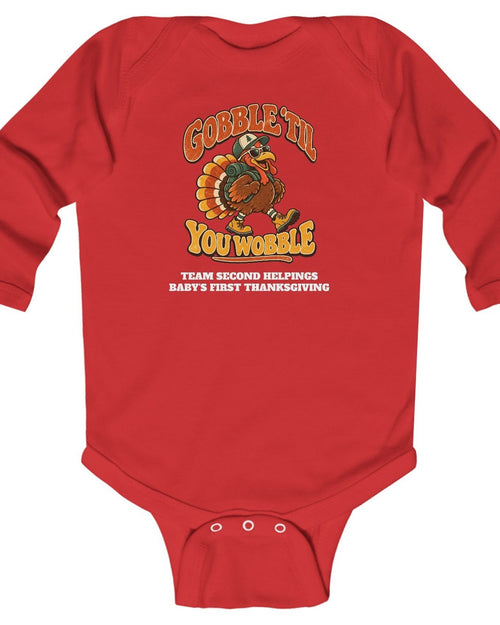 Custom Baby Gobble 'Til You Wobble Thanksgiving Long Sleeve Onesie