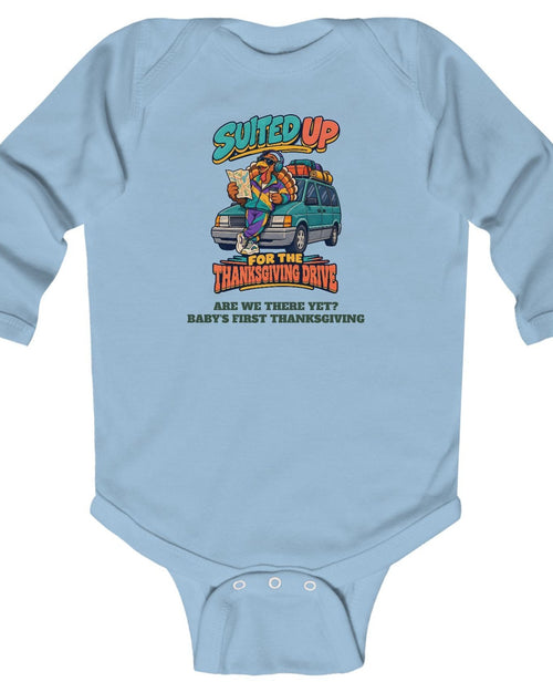 Custom Baby Suited Up For The Thanksgiving Drive Long Sleeve Onesie