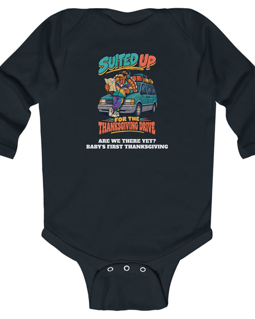 Custom Baby Suited Up For The Thanksgiving Drive Long Sleeve Onesie