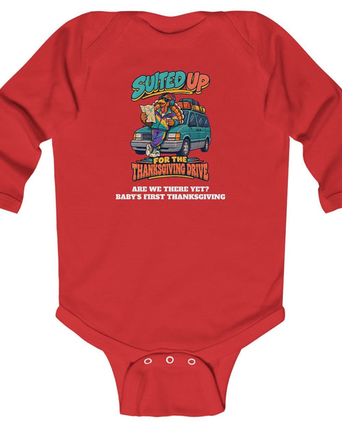 Custom Baby Suited Up For The Thanksgiving Drive Long Sleeve Onesie