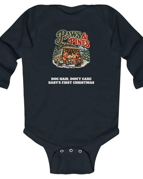 Custom Baby Paws & Pines Christmas Dog Long Sleeve Onesie