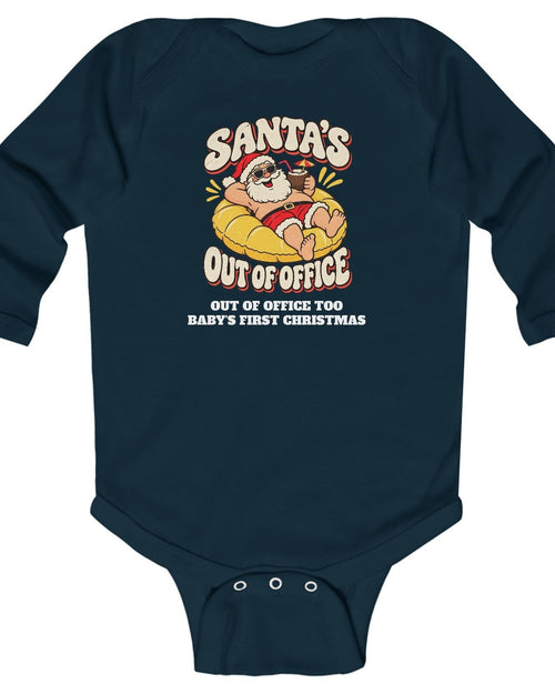 Custom Baby Santa's Out Of Office Christmas Long Sleeve Onesie