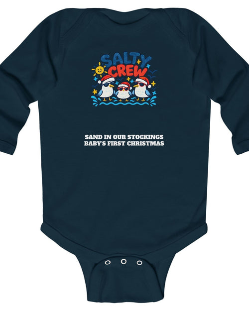 Custom Baby Salty Crew Beach Christmas Long Sleeve Onesie