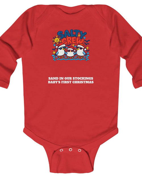 Custom Baby Salty Crew Beach Christmas Long Sleeve Onesie