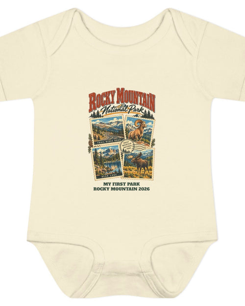 Custom Baby Rocky Mountain National Park Stamp Collage Onesie