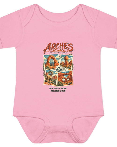 Custom Baby Arches National Park Stamp Collage Onesie