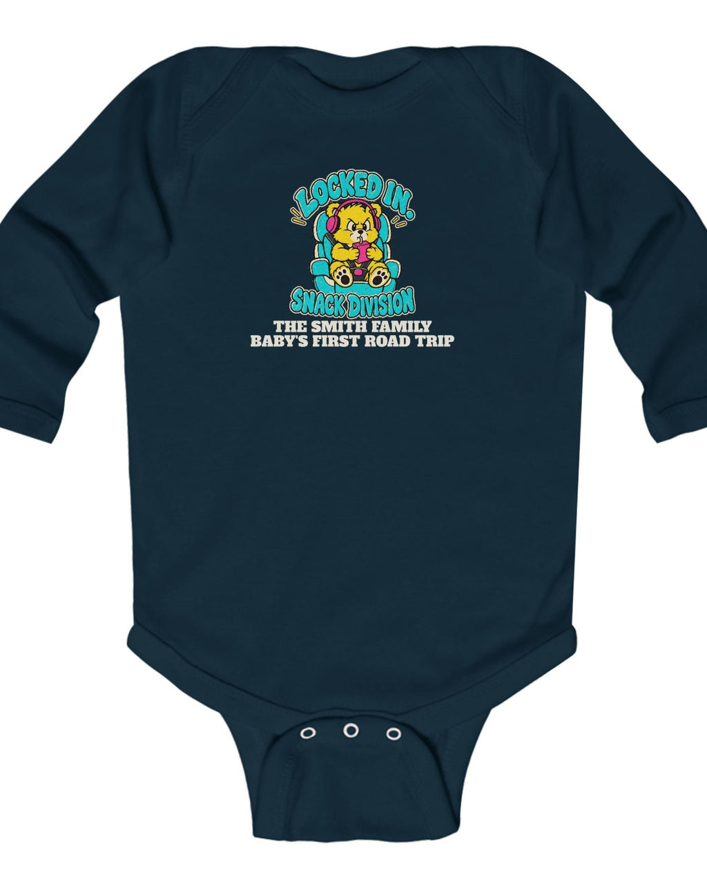 ws-main Baby Snack Division Road Trip Long Sleeve Onesie Navy