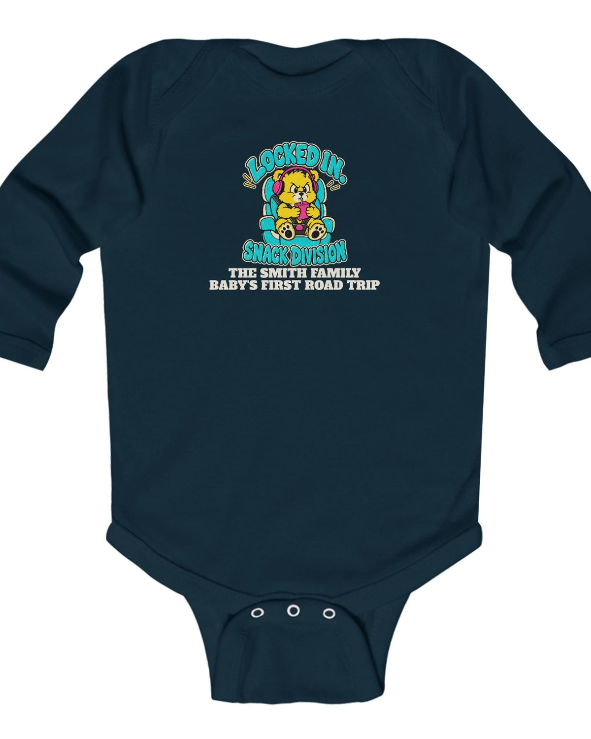 ws-main Baby Snack Division Road Trip Long Sleeve Onesie Navy
